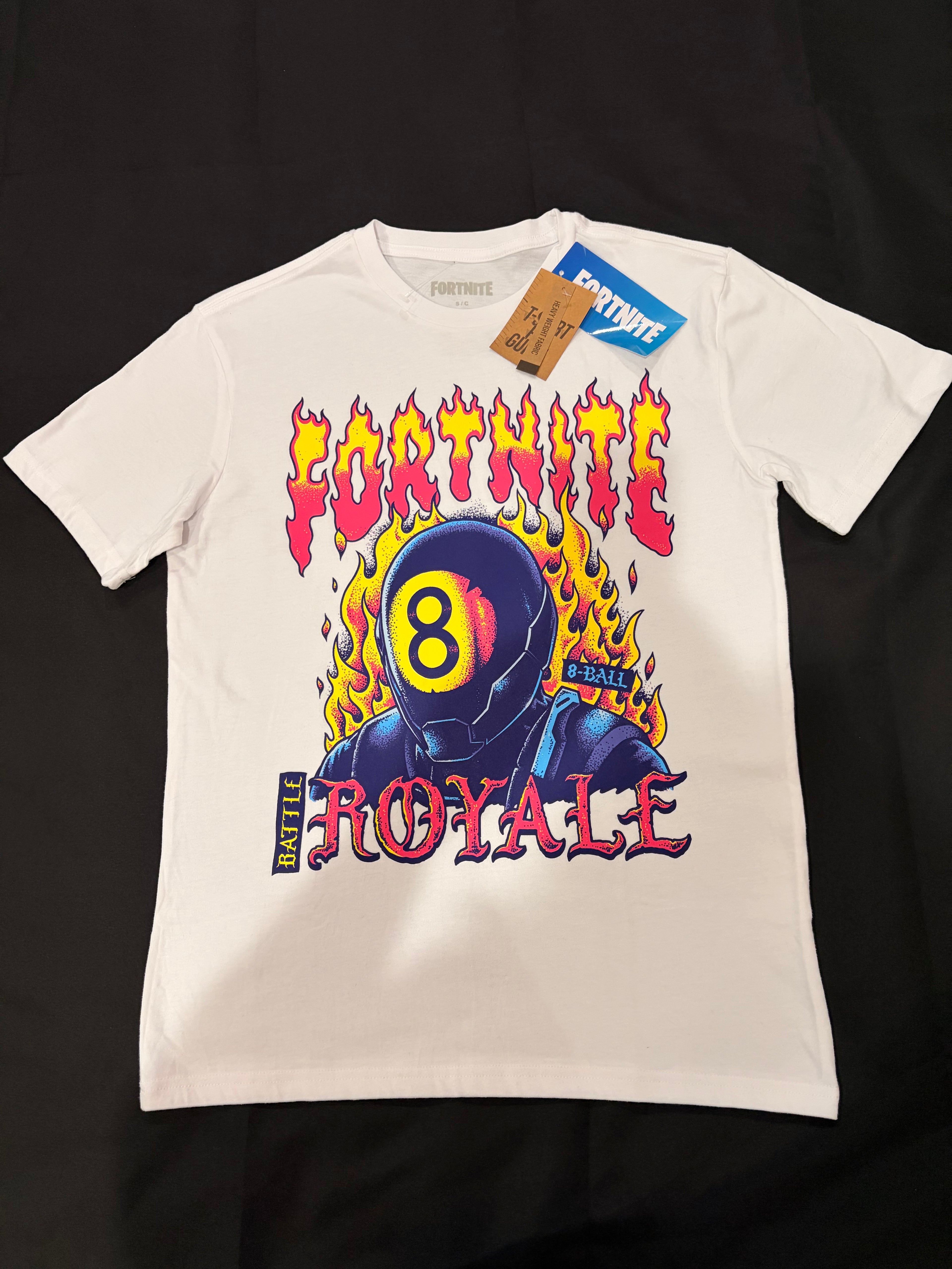 White Fortnite Battle Royale 8-Ball T-Shirt gaming fortnite